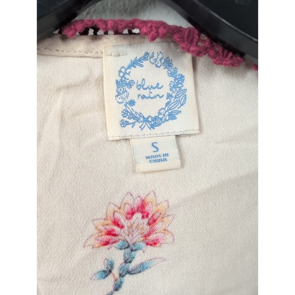 Blue Rain womens top size Small boho‎ Floral deep v neck line stretchy - Picture 4 of 8